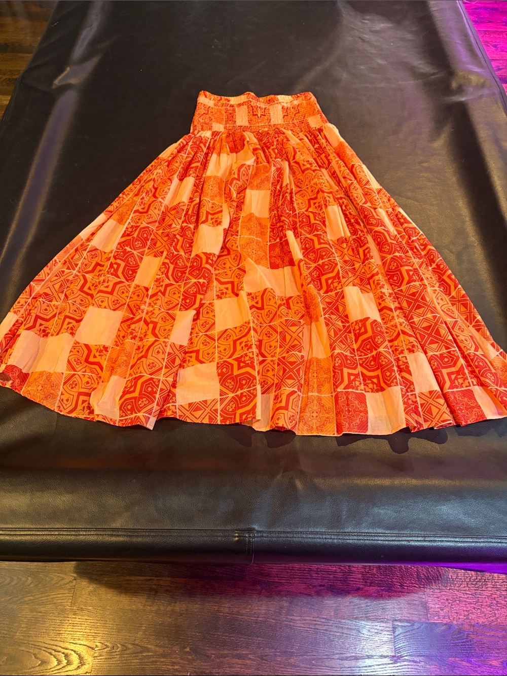 Anthropologie Orange Patchwork Circle Skirt